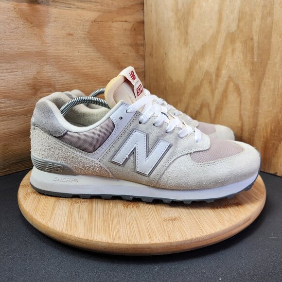 New Balance 574 Sea Salt White Sneakers Size 10.5 Wide - Picture 1 of 9